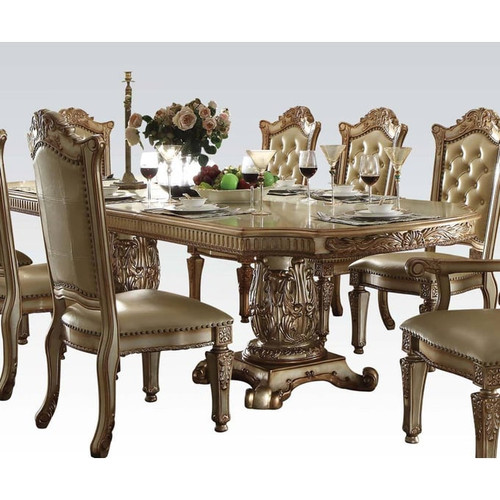 Acme Furniture Vendome Gold Patina Bone Dining Table