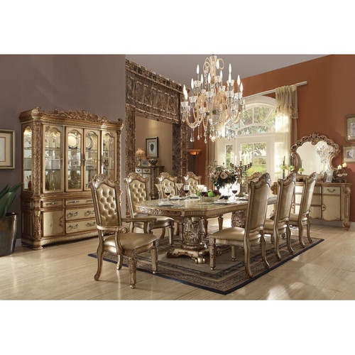 Acme Furniture Vendome Gold Patina Bone Dining Table