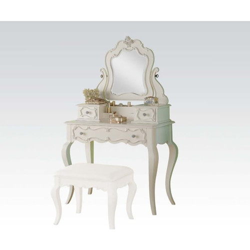 Acme Furniture Edalene Pearl White Vanity and Mirror