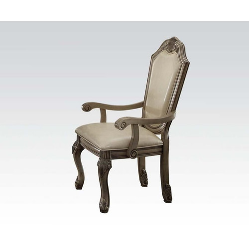 2 Acme Furniture Chateau De Ville Antique White Arm Chairs