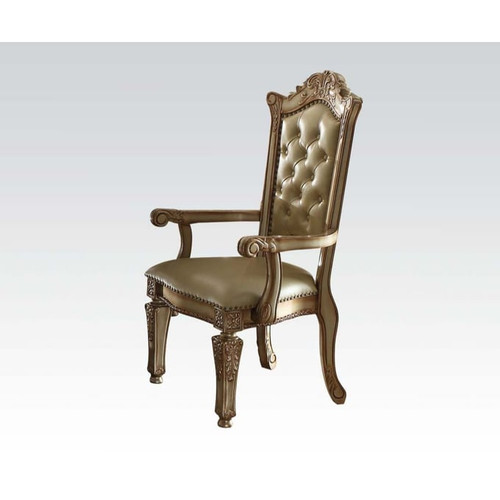 2 Acme Furniture Vendome Bone Gold Patina Arm Chairs