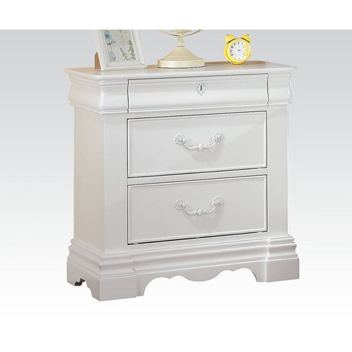 Acme Furniture Estrella White Three Drawers Nightstand