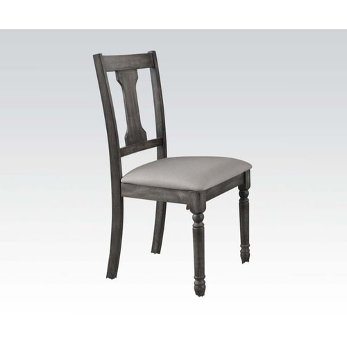 2 Acme Furniture Wallace Tan Weathered Gray Side Chairs