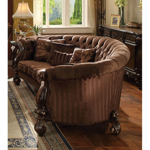 Acme Furniture Versailles Brown Oak Sofas with Five Pillows