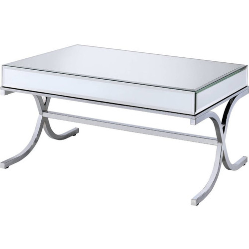 Acme Furniture Yuri Mirrored Chrome Coffee Table