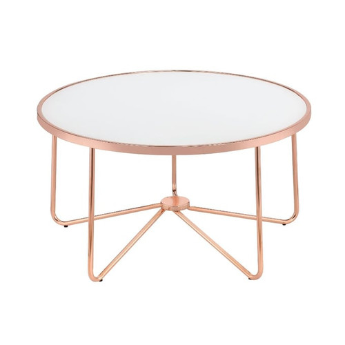 Acme Furniture Alivia Rose Gold Frosted Glass Coffee Table