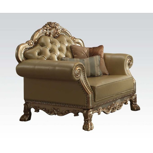 Acme Furniture Dresden Bone Gold Patina Two Pillows Chair