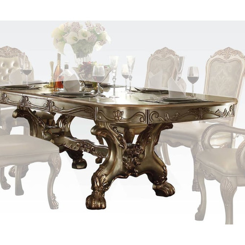 Acme Furniture Dresden Gold Patina Bone Dining Table