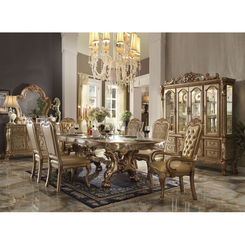 Acme Furniture Dresden Gold Patina Bone Dining Table