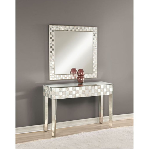 Acme Furniture Nasa Mirrored Mother Pearl Console Table