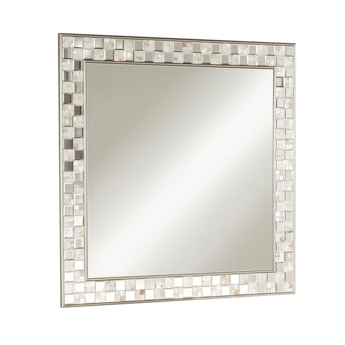 Acme Furniture Nasa Mirrored Mother Pearl Wall Mirror