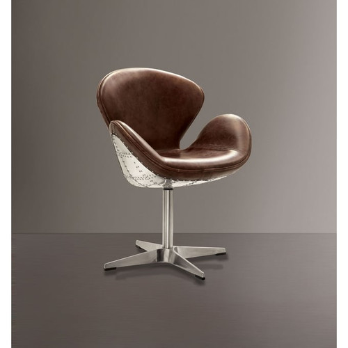 Acme Furniture Brancaster Retro Brown Aluminum Swivel Accent Chair