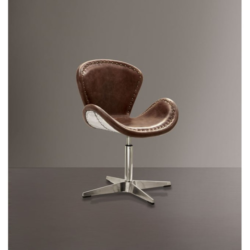 Acme Furniture Brancaster Retro Brown Aluminum Nailhead Swivel Accent Chair