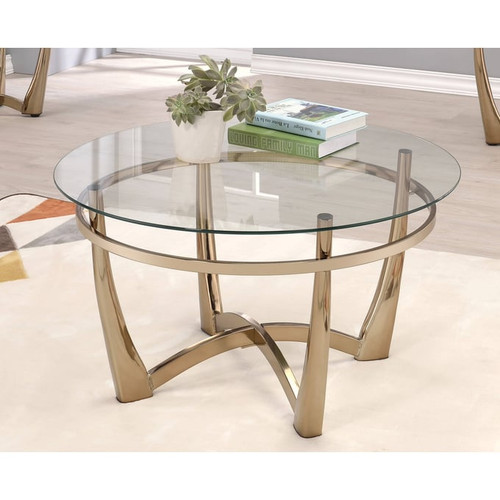 Acme Furniture Orlando II Champagne Clear Coffee Table