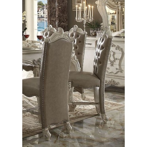 2 Acme Furniture Versailles Bone White Counter Height Chairs