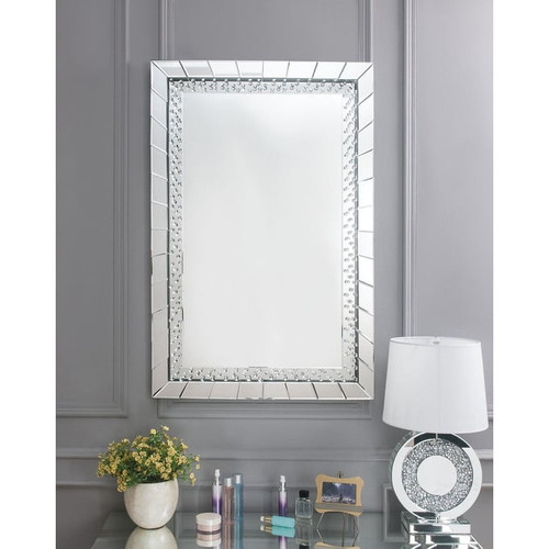 Acme Furniture Nysa Mirrored Rectangle Accent Wall Mirror