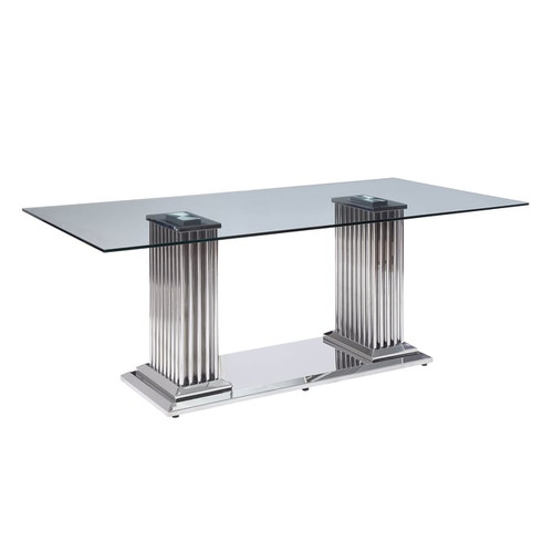 Acme Furniture Cyrene Clear Double Pedestal Dining Table