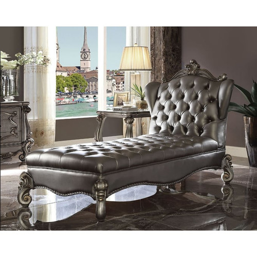 Acme Furniture Versailles Silver Antique Chaise Lounge