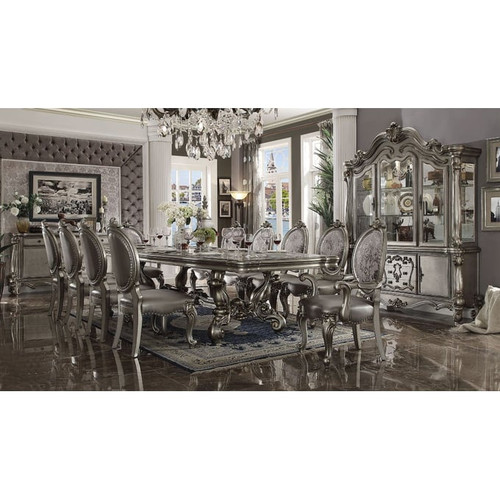 Acme Furniture Versailles Antique Platinum 120 Inch Dining Table