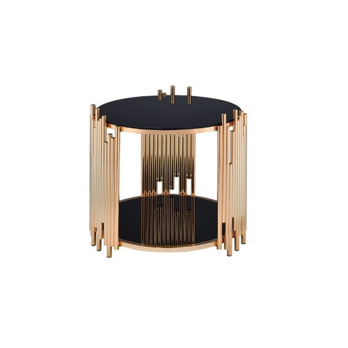 Acme Furniture Tanquin Gold Black Clear End Table