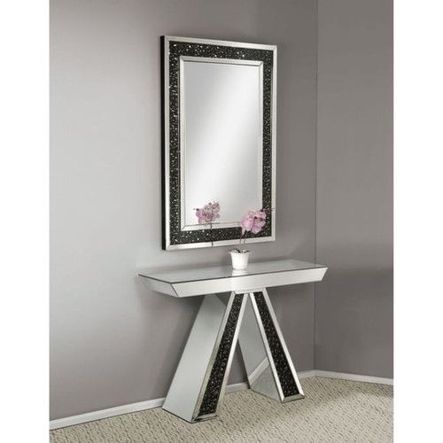 Acme Furniture Nysa Mirrored Crystals Console Table