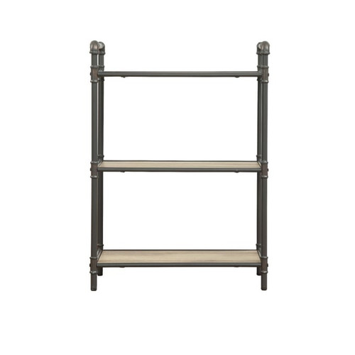 Acme Furniture Itzel Antique Oak Sandy Gray 3 Shelves Bookshelf