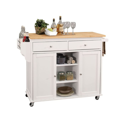 Acme Furniture Tullarick Natural White Kitchen Cart