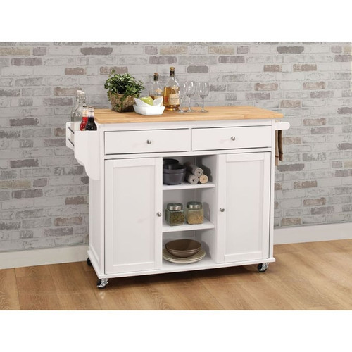 Acme Furniture Tullarick Natural White Kitchen Cart