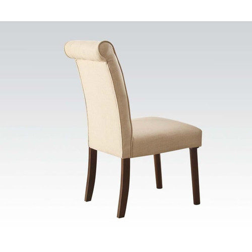 2 Acme Furniture Gasha Beige Walnut Side Chairs