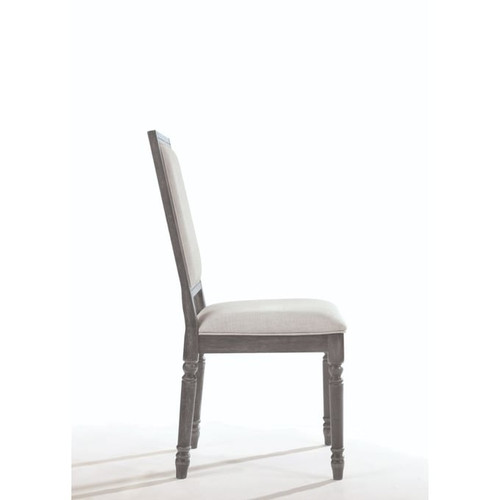 2 Acme Furniture Leventis Cream Weathered Gray Side Chairs
