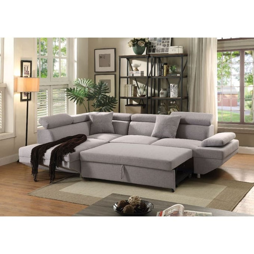 Acme Furniture Jemima Gray Sleeper Sectional