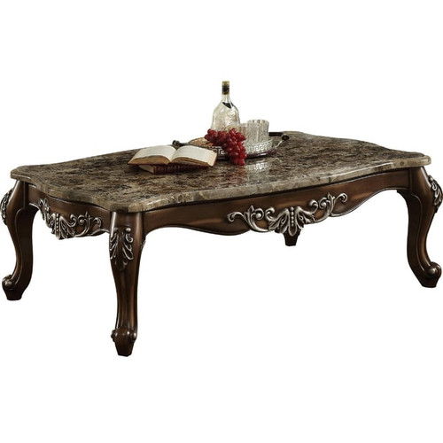 Acme Furniture Latisha Antique Oak Marble Top Coffee Table