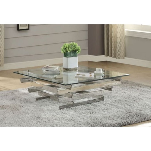 Acme Furniture Salonius Clear Stainless Steel Coffee Table