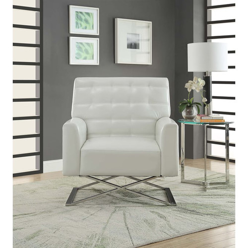 Acme Furniture Rafael White Tufted Back Accent Chair