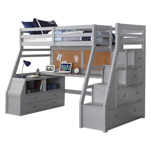 Acme Furniture Jason II Gray Loft Bed with Storage Ladder