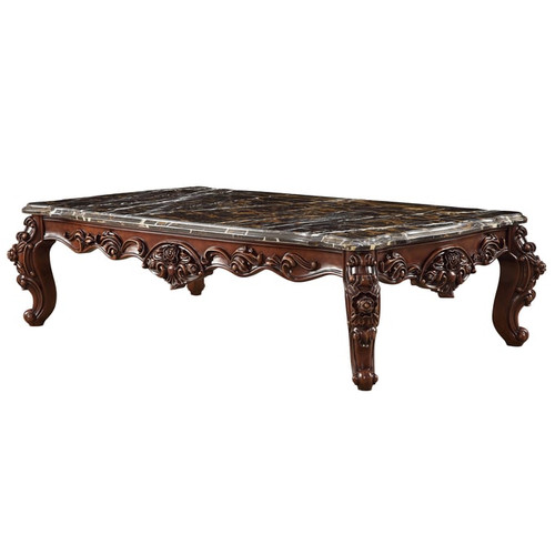 Acme Furniture Forsythia Walnut Marble Top Coffee Table