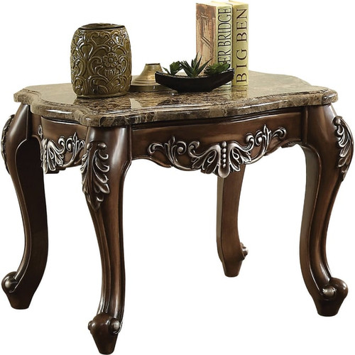 Acme Furniture Latisha Antique Oak Marble Top End Table