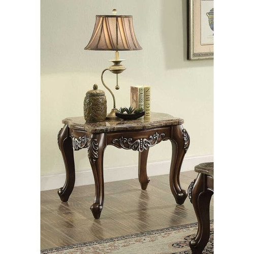 Acme Furniture Latisha Antique Oak Marble Top End Table