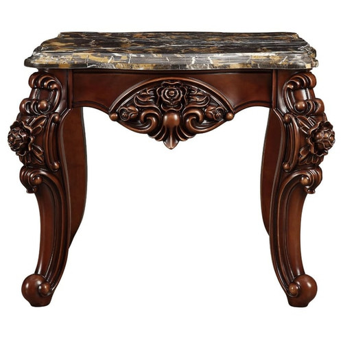 Acme Furniture Forsythia Walnut Marble Top End Table