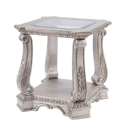 Acme Furniture Northville Clear Antique Silver End Table