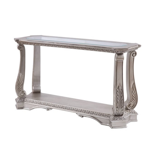 Acme Furniture Northville Clear Antique Silver Sofa Table