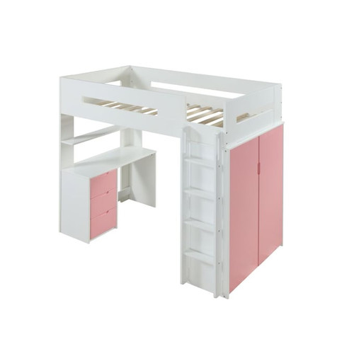 Acme Furniture Nerice White Pink Loft Beds
