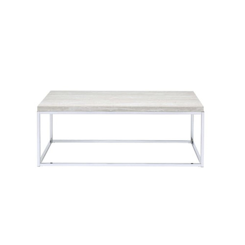 Acme Furniture Snyder Chrome Stone Top Coffee Table