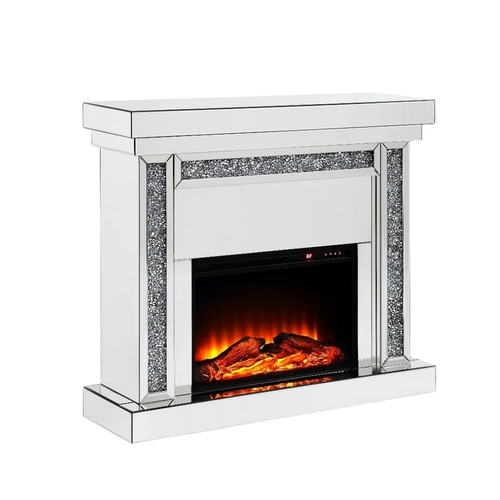 Acme Furniture Noralie Mirrored Diamonds Fireplace