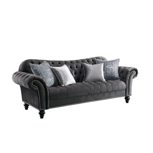 Acme Furniture Gaura Dark Gray Four Pillows Sofa