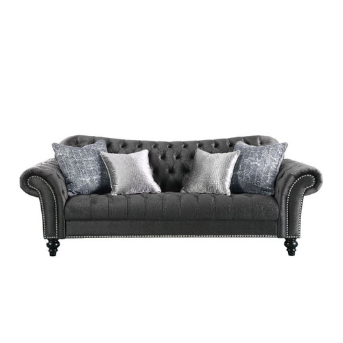 Acme Furniture Gaura Dark Gray Four Pillows Sofa