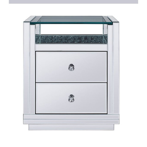 Acme Furniture Nysa Mirrored Clear Nightstand