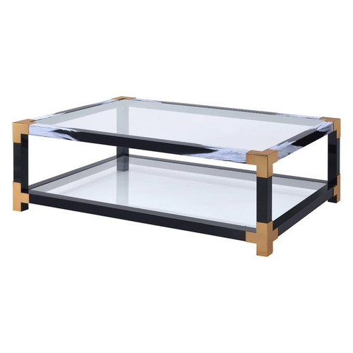 Acme Furniture Lafty Clear White Brushed Coffee Table