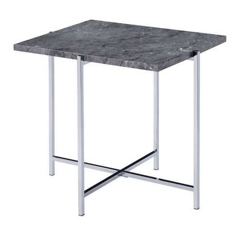 Acme Furniture Adelae Faux Marble Top Chrome End Table