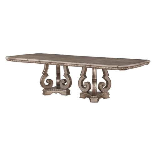 Acme Furniture Northville Antique Silver Double Pedestal Dining Table